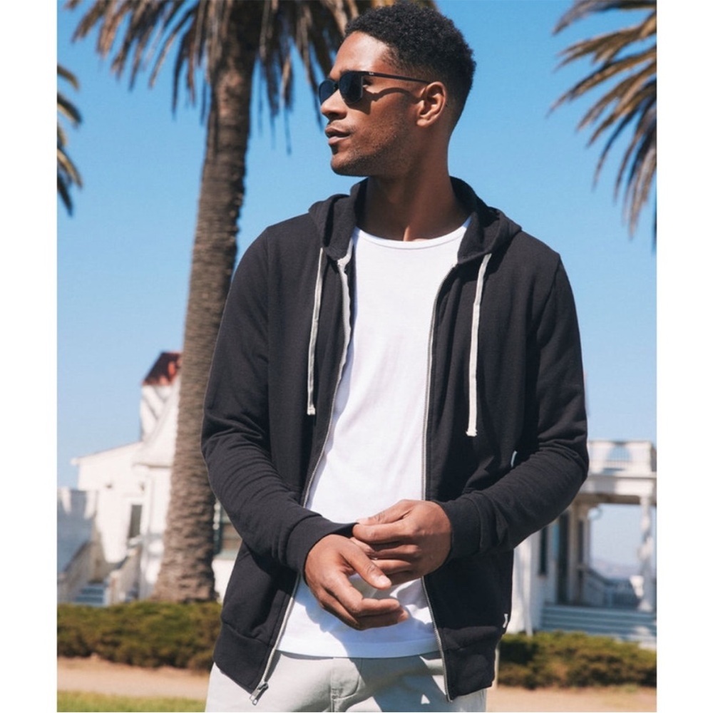 Marine Layer Men’s Afternoon Hoodie Full Zip Black Large Logo